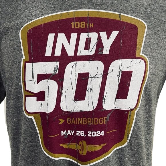 Indy 500 2024 Large T Shirt Graphic Racing Tee Official Gainbridge Triblend - Picture 5 of 8